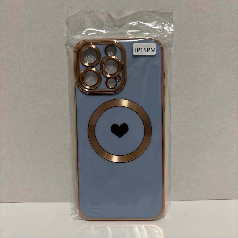 Magnetic Case for iPhone 15 Pro Max Cute Plating Love Hearts Pattern Case